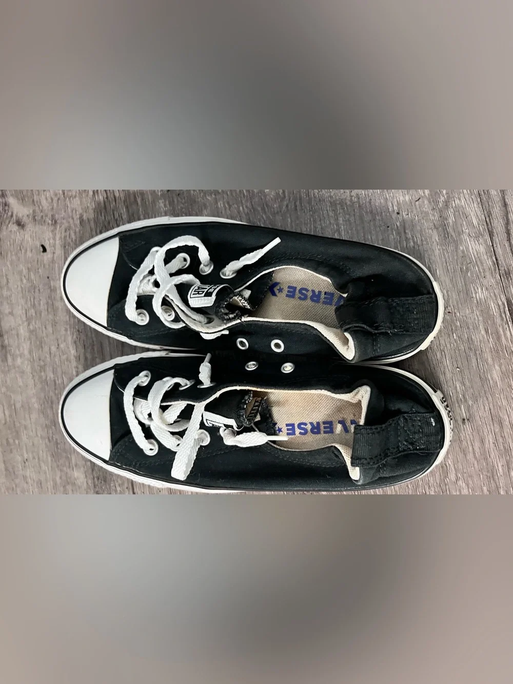 Classic Black Low Top Canvas converse elastic top Sneakers black white Accents - Picture 3 of 9